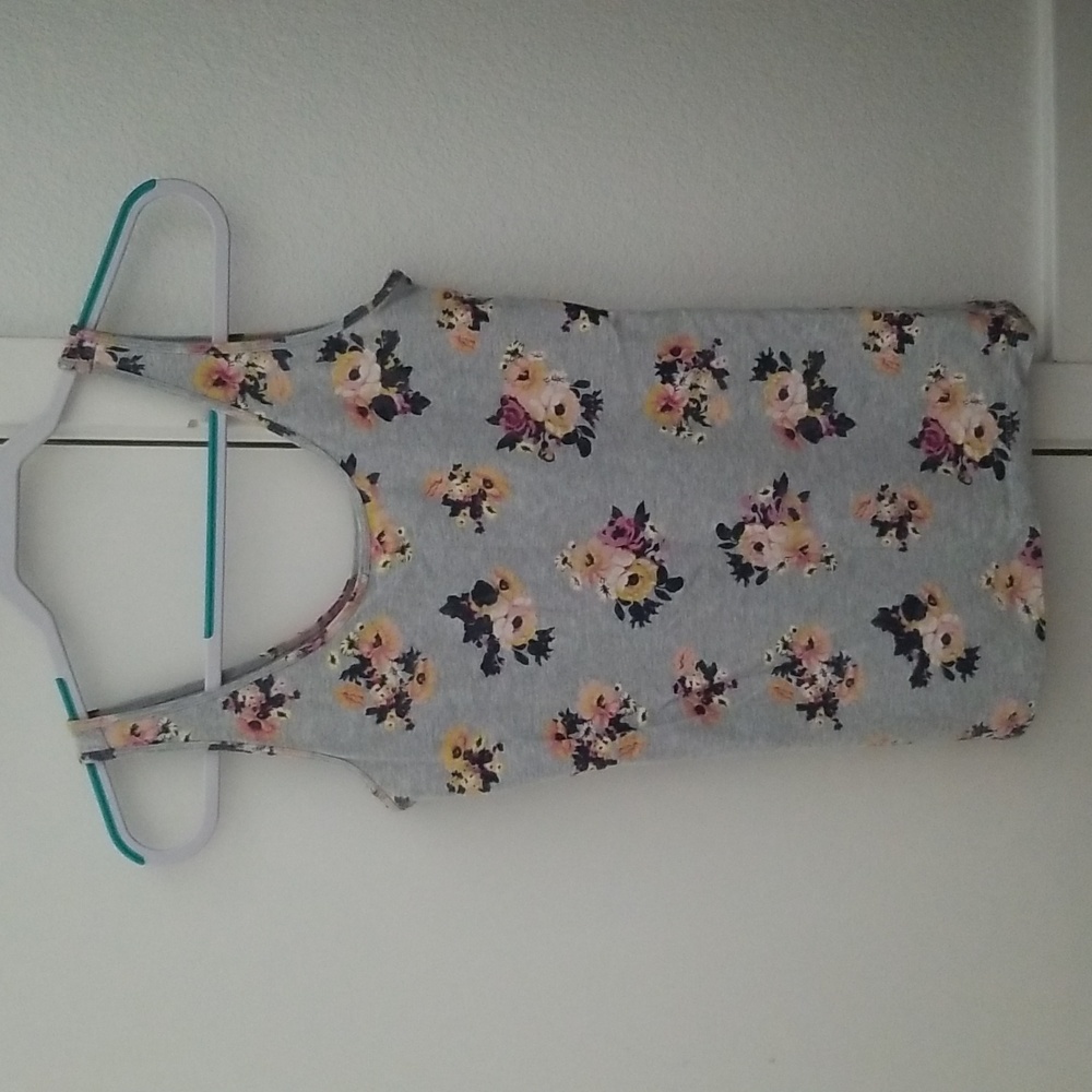 Maurices Pink, Yellow, Navy Blue, Grey Floral Tank Top
